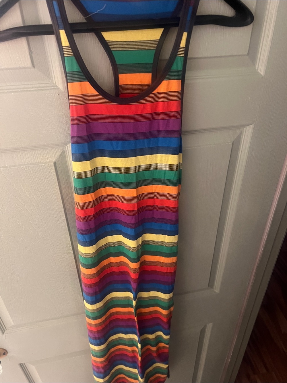 Derek Heart Rainbow Striped Maxi Dress - Multicolor Tank Style
